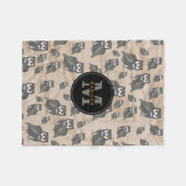 Couverture Polaire Chouette Motif & Monogramme rustique en bois (Devant (Horizontal))