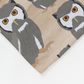 Couverture Polaire Chouette Motif & Monogramme rustique en bois (Coin)