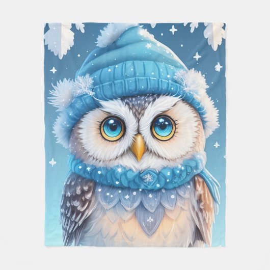 Couverture Polaire Chouette mûre avec illustration d'un casquette ble (Devant)