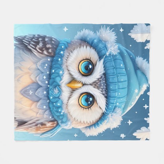 Couverture Polaire Chouette mûre avec illustration d'un casquette ble (Devant (Horizontal))
