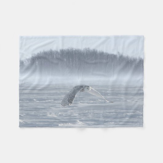 Couverture Polaire Chouette Neige Volant En Hiver (Devant (Horizontal))