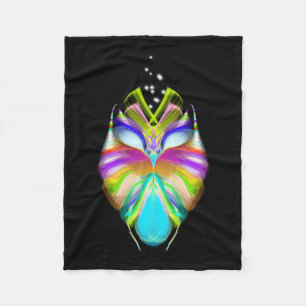 Couverture Polaire Chouette Oracle noire et multicouleur