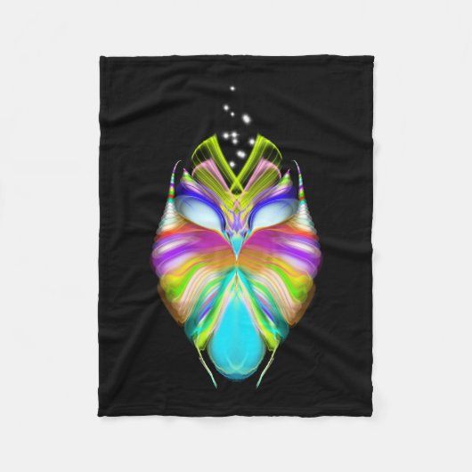 Couverture Polaire Chouette Oracle noire et multicouleur (Devant)