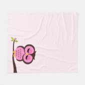 Couverture Polaire Chouette rose (Devant (Horizontal))