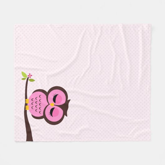 Couverture Polaire Chouette rose (Devant (Horizontal))