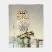 Couverture Polaire Chouette tawny dans l'aquarelle fine art de l'oise (Devant)