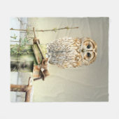 Couverture Polaire Chouette tawny dans l'aquarelle fine art de l'oise (Devant (Horizontal))