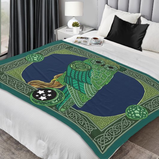 Couverture Polaire Chouette verte celtique