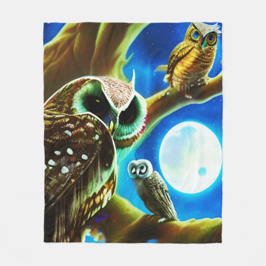 Couverture Polaire Chouettes (Devant)