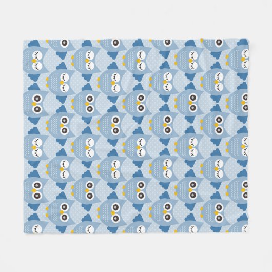 Couverture Polaire Chouettes bleu clair (Devant (Horizontal))