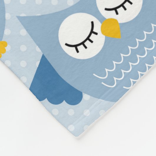 Couverture Polaire Chouettes bleu clair (Coin)