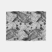 Couverture Polaire Chouettes dans le chêne, noir et blanc (Devant (Horizontal))