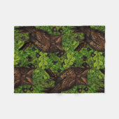 Couverture Polaire Chouettes dans le chêne, vert et marron (Devant (Horizontal))