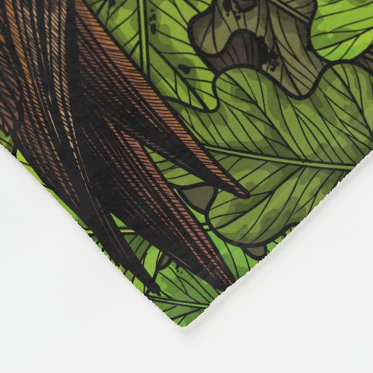 Couverture Polaire Chouettes dans le chêne, vert et marron (Coin)