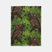Couverture Polaire Chouettes dans le chêne, vert et marron (Devant)