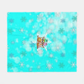 Couverture Polaire Chouettes d'aquarelle mignonnes et flocons de neig (Devant (Horizontal))