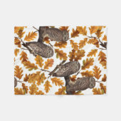 Couverture Polaire Chouettes d'automne sur coton blanc (Devant (Horizontal))