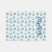 Couverture Polaire Chouettes et branches Motif Toison Blanket (Devant (Horizontal))