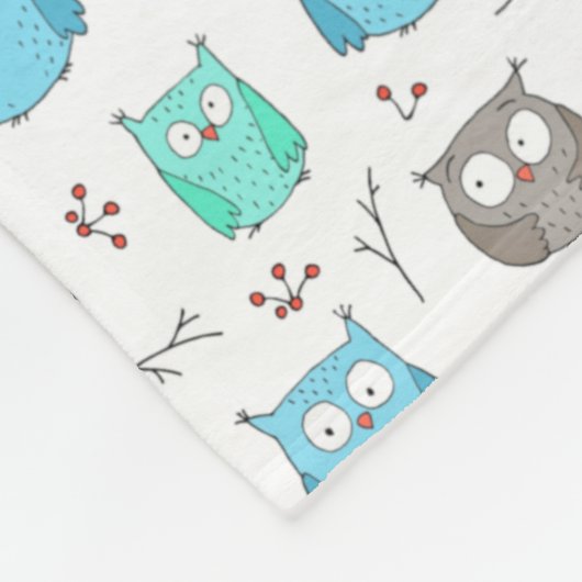 Couverture Polaire Chouettes et branches Motif Toison Blanket (Coin)