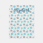 Couverture Polaire Chouettes et branches Motif Toison Blanket (Devant)