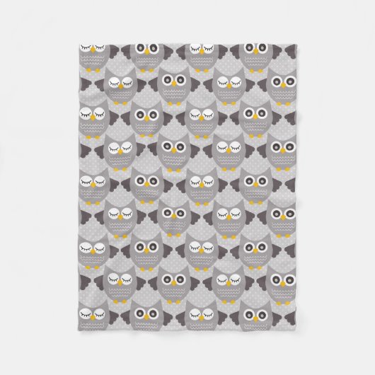 Couverture Polaire Chouettes grises (Devant)