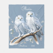 Couverture Polaire Chouettes neige de Noël Hiver Personnalisé (Devant)