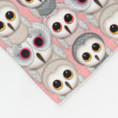 Couverture Polaire Chouettes pour bébés sur Motif Arrière - plan rose (Coin)