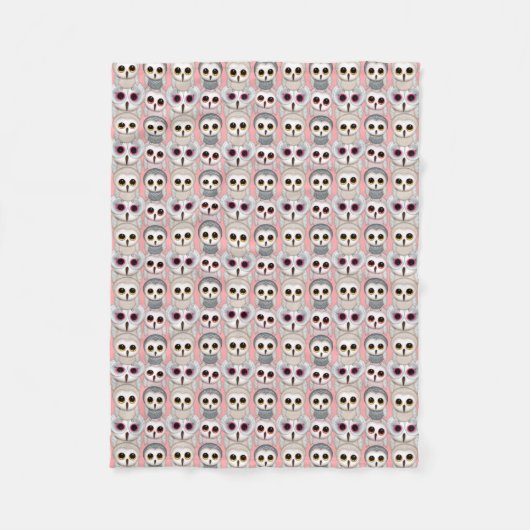Couverture Polaire Chouettes pour bébés sur Motif Arrière - plan rose (Devant)