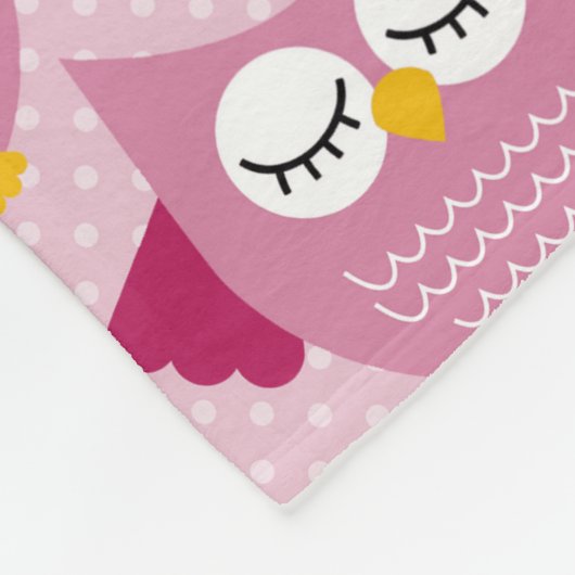 Couverture Polaire Chouettes roses 2 (Coin)