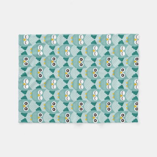 Couverture Polaire Chouettes turquoises (Devant (Horizontal))