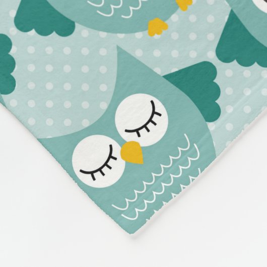 Couverture Polaire Chouettes turquoises (Coin)