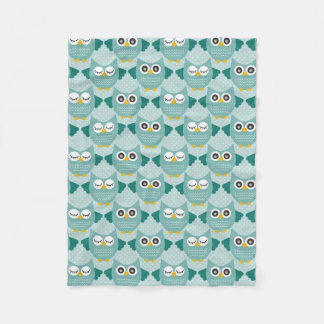 Couverture Polaire Chouettes turquoises