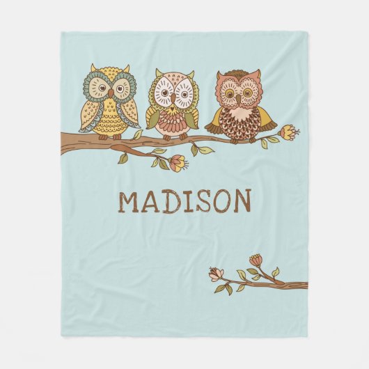 Couverture Polaire Chouettes Whimsical mignonnes Fille Moderne Nom pe (Devant)