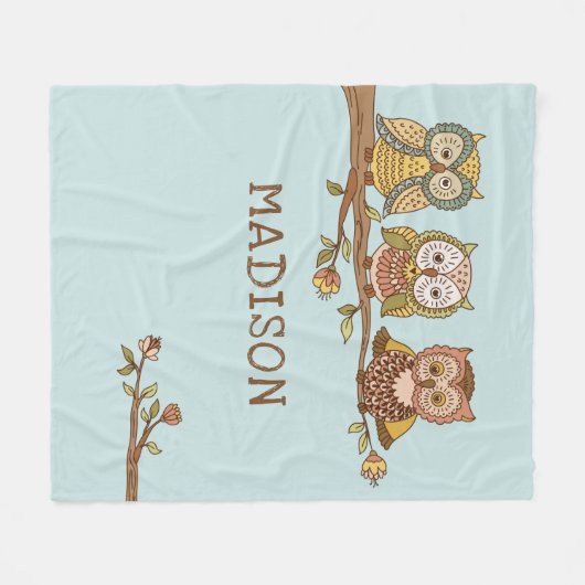 Couverture Polaire Chouettes Whimsical mignonnes Fille Moderne Nom pe (Devant (Horizontal))
