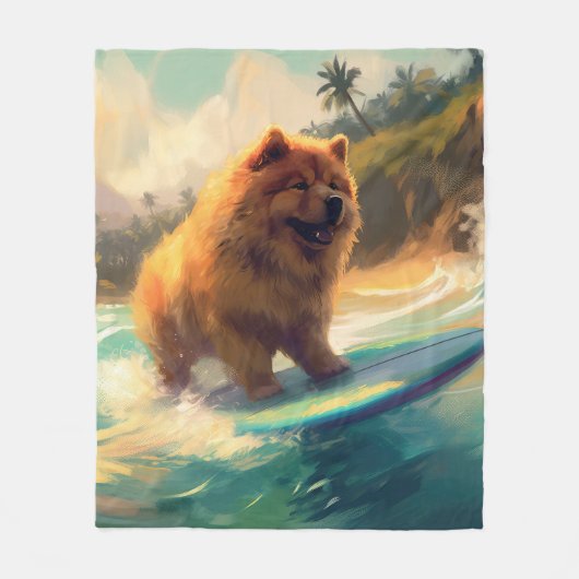 Couverture Polaire Chow Chow Beach Plage Surf Peinture (Devant)