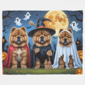 Couverture Polaire Chow Chow Chien Citrouille Halloween drôle (Devant (Horizontal))