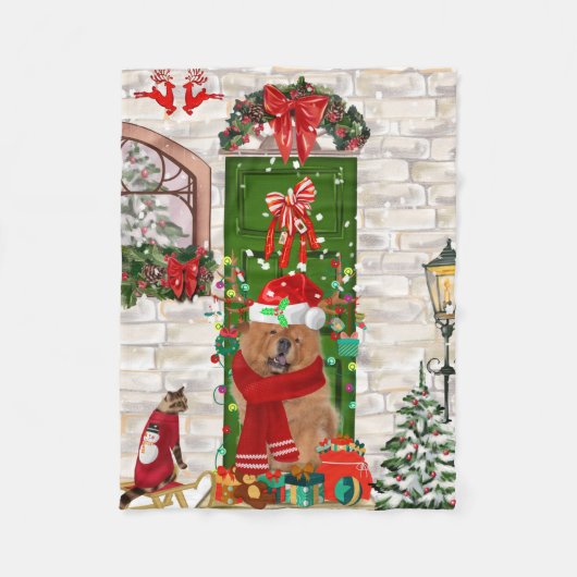 Couverture Polaire Chow Chow Chien Noël (Devant)