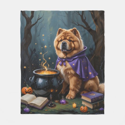 Couverture Polaire Chow Chow Chien Peinture Whimsical Halloween (Devant)