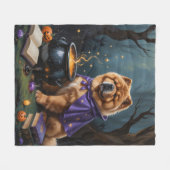 Couverture Polaire Chow Chow Chien Peinture Whimsical Halloween (Devant (Horizontal))