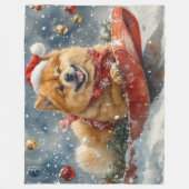 Couverture Polaire Chow Chow Dog in Sledge Let's neige Christmas (Devant)