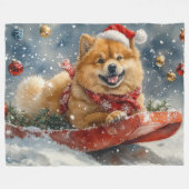 Couverture Polaire Chow Chow Dog in Sledge Let's neige Christmas (Devant (Horizontal))