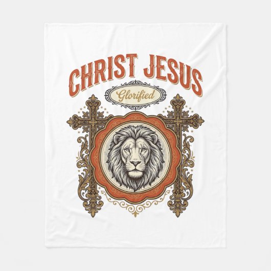 Couverture Polaire Christ Jésus Lion Vintage Foi (Devant)