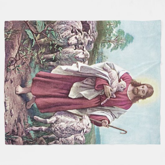 Couverture Polaire Christ Le Bon Pasteur Bernard Plockhorst 1878 (Devant (Horizontal))
