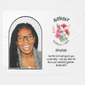 Couverture Polaire Christian AOÛT Naissance Mois Fleur NOM PHOTO (Devant (Horizontal))