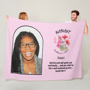 Couverture Polaire Christian AOÛT Naissance Mois Fleur NOM PHOTO
