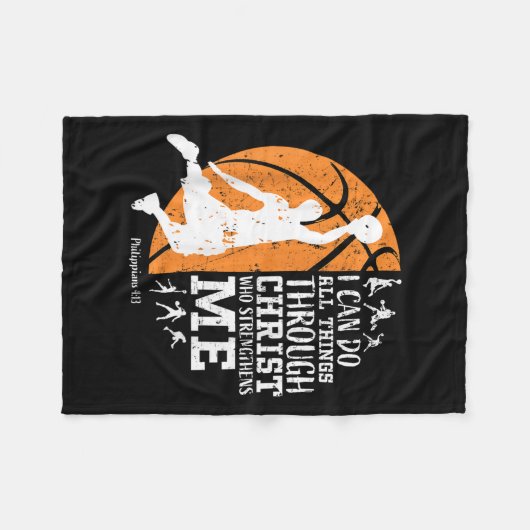 Couverture Polaire Christian Basketball I Can Do All Things Through C (Devant (Horizontal))