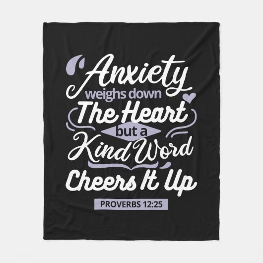 Couverture Polaire Christian Encouragement Quote – Anxiety & Kindness (Devant)
