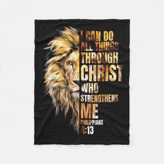 Couverture Polaire Christian I Can Do All Things Through Christ Lion (Devant)