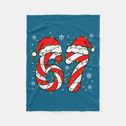 Couverture Polaire Christmas 67 Candy Cane Six Seven Meme Lights Sant (Devant)