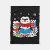 Couverture Polaire Christmas A Penguin Reading Book Snowflake Cocoa H (Devant)